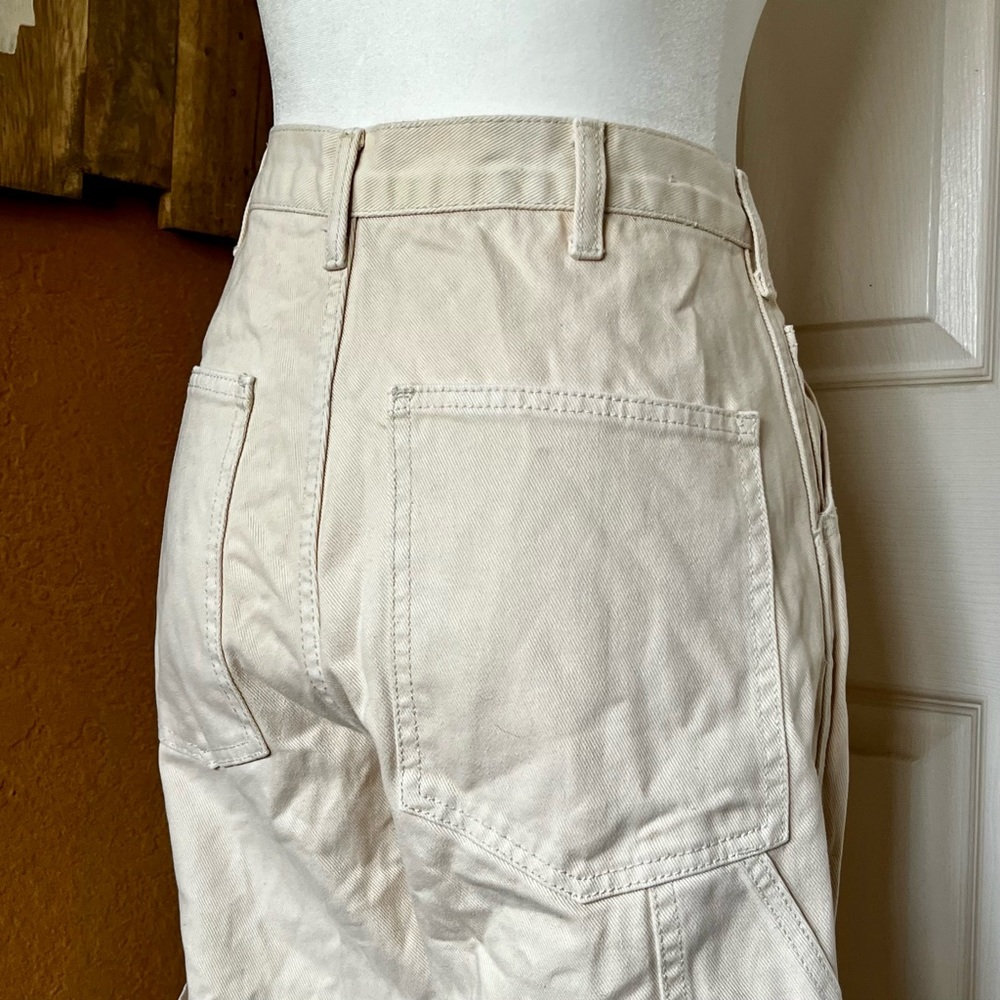 Brandy Melville Small Milla Cargo Carpenter Pants Beige Tan Cream - Picture 7 of 8
